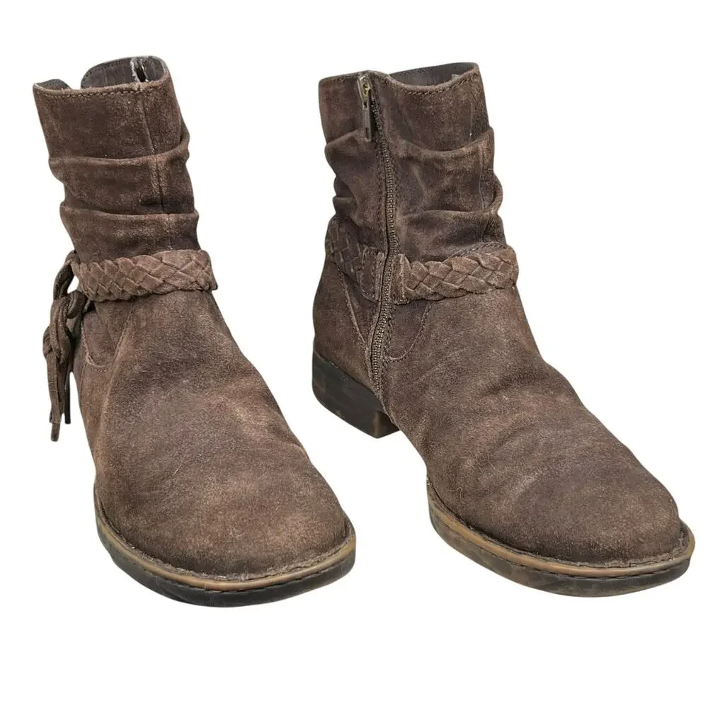 Born Women’s Ouvea Distressed Suede Side Zip Ankle Boot Size US 8